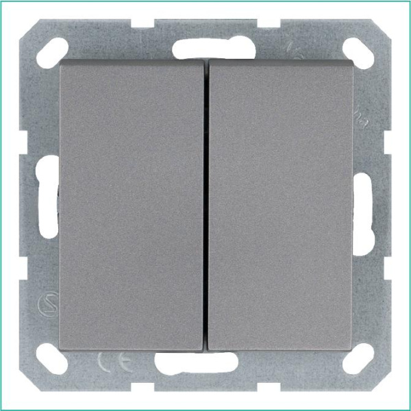 Переключатель проходной 2-кл. 10А IP20 механизм алюм. Jasmart G3022S