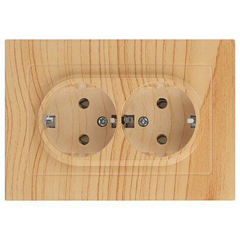 Розетка 2-м СП Accent 6-205-11 16А IP20 250В 2P+E Schuko AL/CU сосна Intro Б0063504
