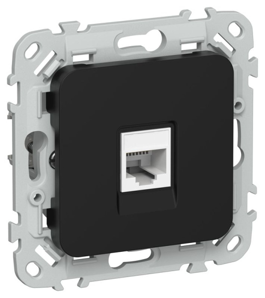 Розетка компьютерная СП FLITE РК5е-1-0-ФлЧ RJ45 кат.5E UTP механизм черн. IEK FI-K12-1-K02