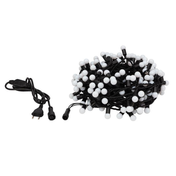 Гирлянда светодиодная "Мультишарики" 20м d17.5мм 200LED бел. 16Вт 220-240В IP65 проводПВХ черн. Neon-Night 303-505