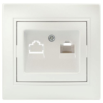 Розетка компьютерная 1-м СП Plano 1-303-06 RJ45 IP20 перламутр Intro Б0053987
