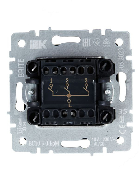 Выключатель 3-кл. СП BRITE ВС10-3-0-БрМ 10А механизм маренго IEK BR-V30-0-10-K35