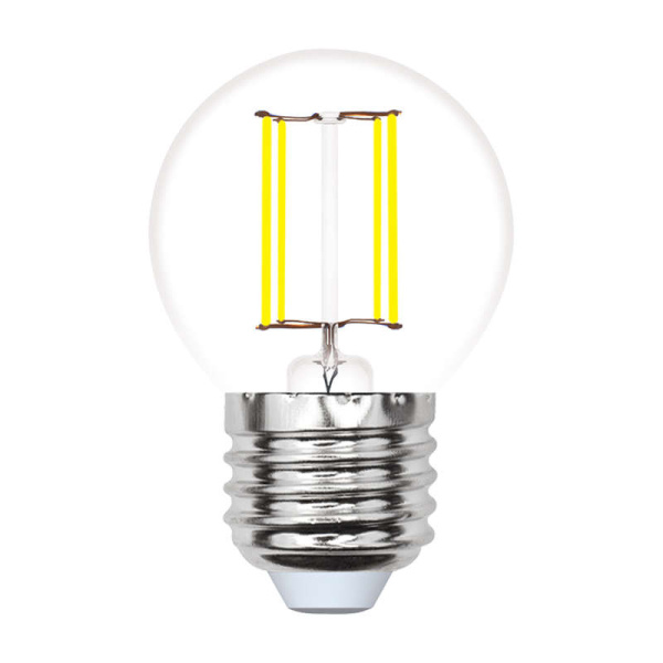 Лампа светодиодная LED-G45-5W/WW/E27/CL/MB GLM10TR форма "шар" прозр. Multibright свет теплый бел. 3000К 100-50-10 упак. Картон Uniel UL-00002370
