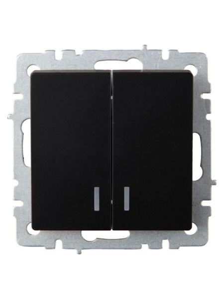 Выключатель 2-кл. СП BRITE ВС10-2-1-БрЧ 10А с индик. механизм черн. IEK BR-V20-1-10-K02
