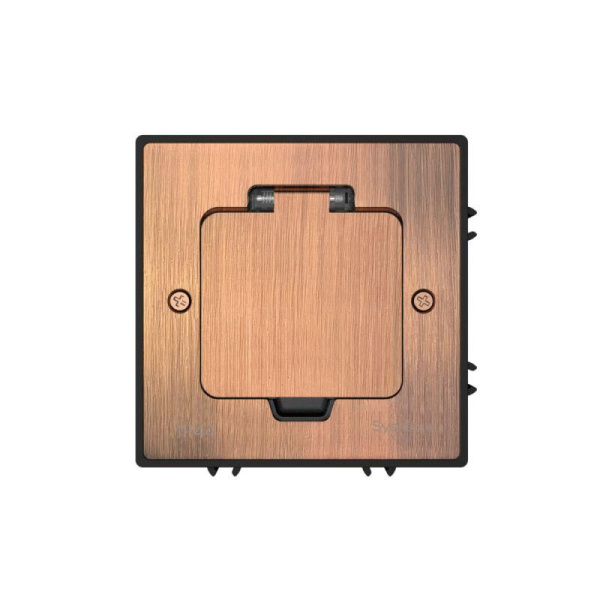 Лючок MultiDesk MDK21 с розеткой 2P+E 16А 250В IP44 с монтажной коробкой для бетонных полов медь SE MDK21202CC