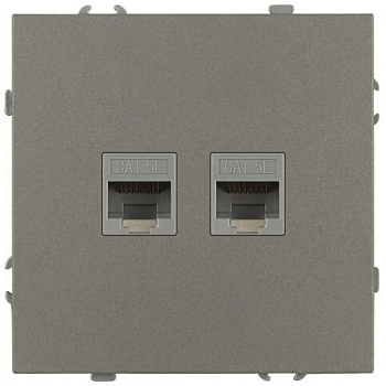 Розетка информационная 2-м СП Galaxy RJ45 16А IP20 250В титан 15-3108-07 Эра Б0070768