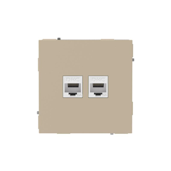 Розетка компьютерная 2-м KANT RJ45 кат.6A без шторки ванильн. марципан DKC 7015674