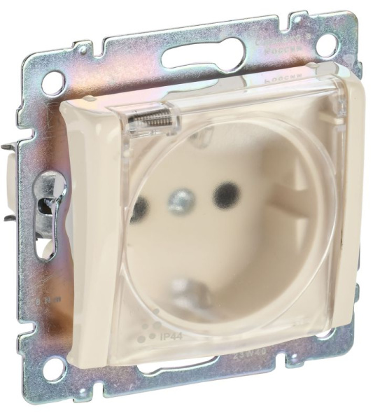 Розетка 1-м СП Valena 16А IP44 2P+E защ. шторки с крышкой немецк. стандарт механизм сл. кость IEK 774120