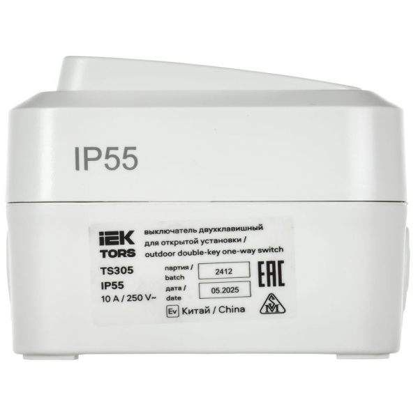 Выключатель 2-кл. ОП TORS TS305 10А IP55 бел. IEK TS-V20-0-10-55-K01