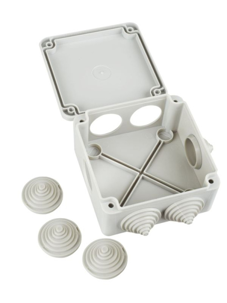 Коробка распаячная ОП КМ 100х100х45 IP44 6 вводов (RAL7035) IEK UKO11-100-100-045-K41-44