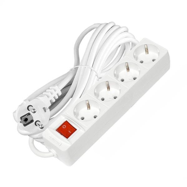 Удлинитель 4х7м с заземл. 16А IP20 3х1 с выкл. бел. DOMTOK 2501