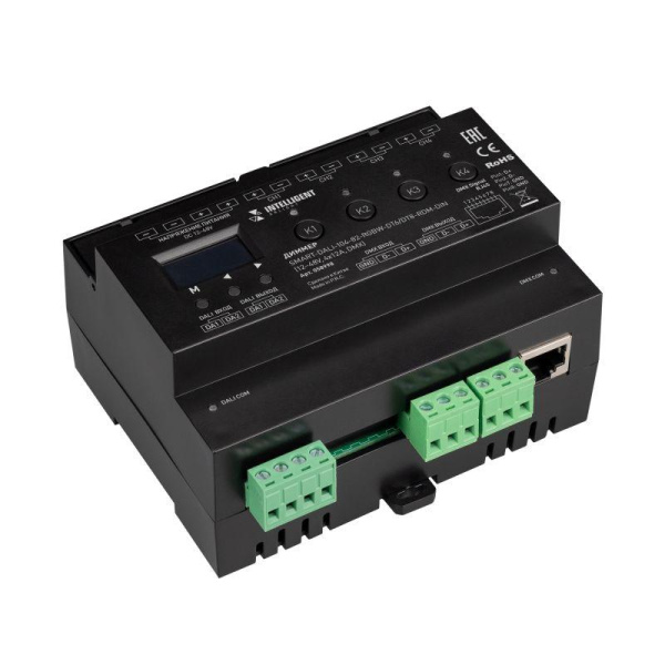 Диммер SMART-DALI-104-82-RGBW-DT6/DT8-RDM-DIN 12-48В 4х12А DMX IP20 пластик INTELLIGENT ARLIGHT 058998