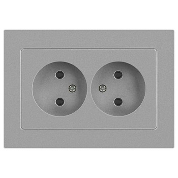 Розетка 2-м СП Accent 6-204-03 16А IP20 250В 2P AL/CU алюм. Intro Б0063453