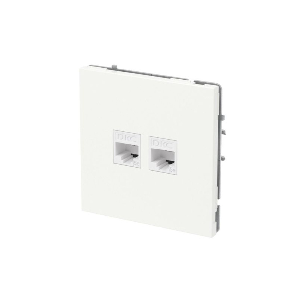 Розетка компьютерная 2-м KANT RJ45 кат.5E без шторки бел. магнолия DKC 7000664