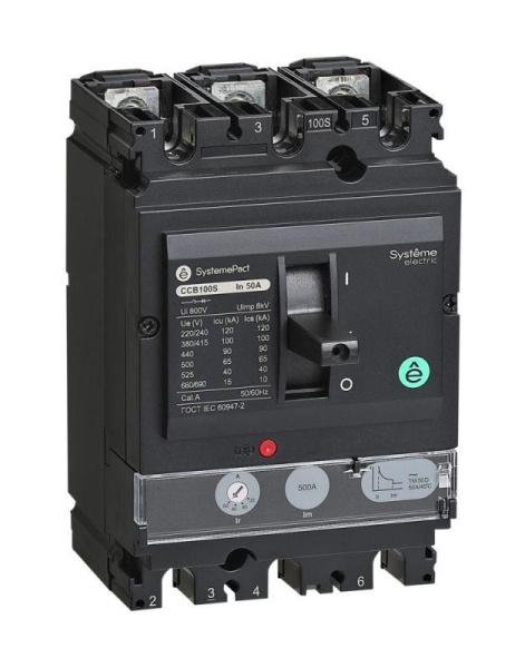 Выключатель автоматический SYSTEMEPACT CCB100 100кА 3P3D TMD50 рычаг SE SPC100S050L3DF