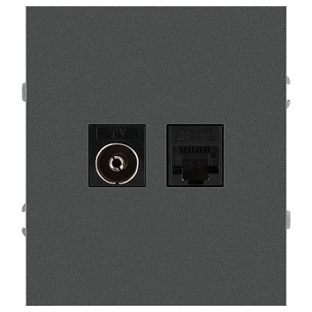 Розетка комбинированная СП Arktik RJ45 + TV 16А IP20 250В графит 16-3110-06 Эра Б0070499