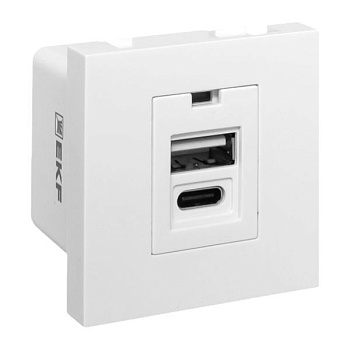 Розетка USB 2-м A+C 2.1А без индикатора бел. EKF E2MR2-21USB-10-AC