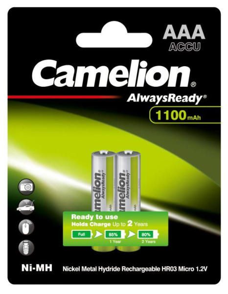 Аккумулятор AAA-1100мА.ч Ni-Mh Always Ready BL-2 NH-AAA1100ARBP2 1.2В Camelion 15037