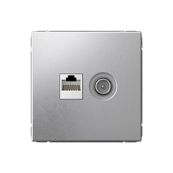 Розетка компьютерная + телевизионная 2-м СП ArtGallery RJ45 кат.5E + TV механизм алюм. SE GAL000389