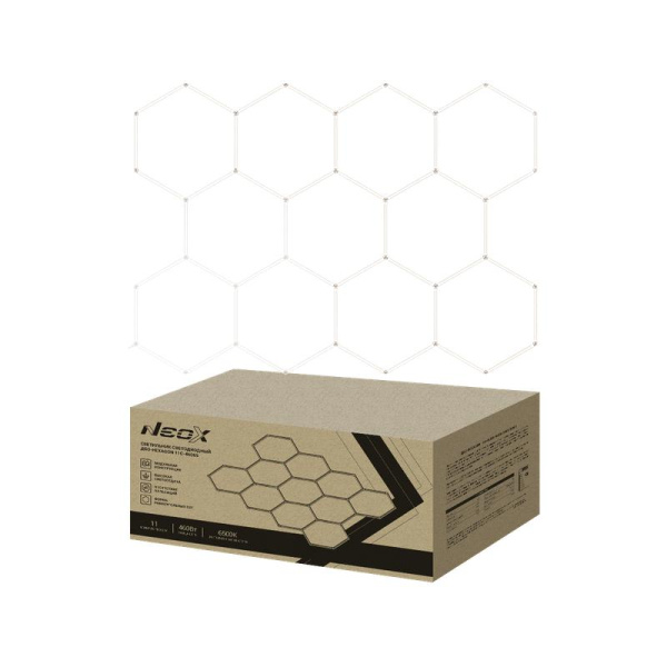 Светильник светодиодный ДБО-HEXAGON 11С-46065 460Вт 6500К 230В 3256х2350мм 11 сот 0.5м шнур с вилкой NEOX 4690612066646