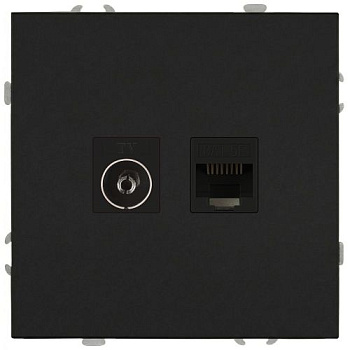Розетка комбинированная СП Galaxy RJ45 + TV 16А IP20 250В антрацит 15-3110-05 Эра Б0070784