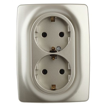 Розетка 2-м СП Эра12 12-2106-04 16А IP20 16AX 250В 2х2P+E Schuko шампань Эра Б0031231