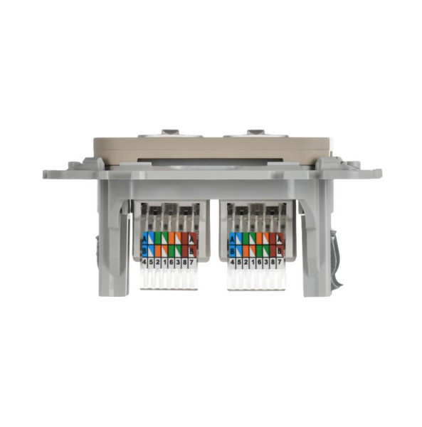 Розетка компьютерная 2-м СП FLITE РК5е-2-0-ФлЛ RJ45 кат.5E UTP механизм льняной IEK FI-K22-1-K88