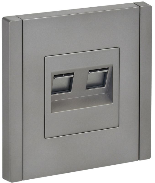 Розетка компьютерная 2-м RJ45 кат.5E FORTE&PIANO FP533 сталь IEK FP-K20-1-K46