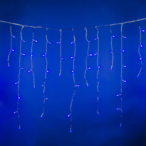 Гирлянда светодиодная "Бахрома" ULD-B6007-300/DTA BLUE IP44 6м 300LED син. провод прозр. Uniel UL-00008555