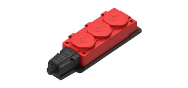 Колодка удлинителя 3-м 16А IP44 MultiSet 2К+З 250В каучук красн. SE MST4123RD