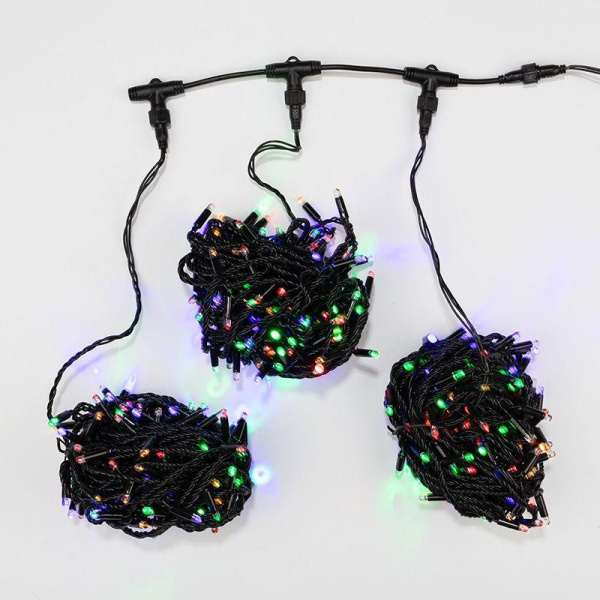 Гирлянда светодиодная "LED ClipLight" 3 нити х20м 399LED мультиколор 25Вт 24В IP65 свечение с динамикой с трансф. Neon-Night 323-309