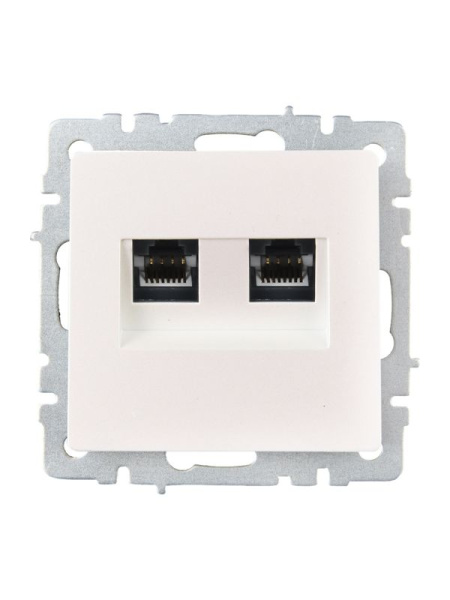 Розетка компьютерная двойн. СП RJ45 кат.6 BRITE РК11-2-БрЖ механизм жемчуж. IEK BR-K20-2-K36
