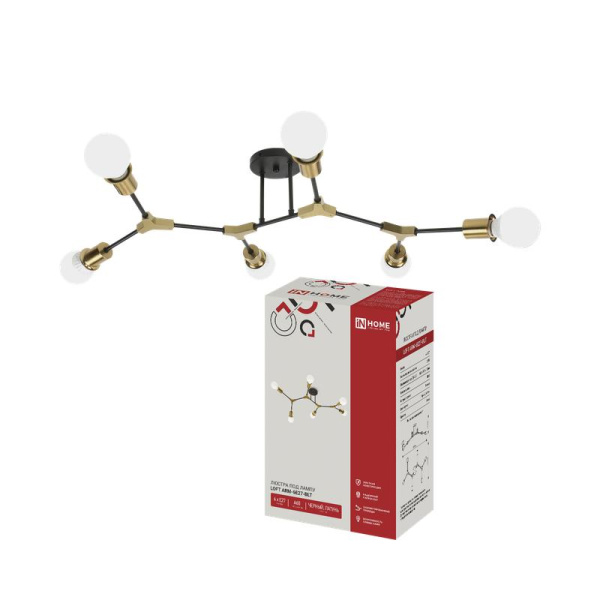 Светильник LOFT ARM-6Е27-BLT 6хE27 потолочн. под лампу латунь черн. IN HOME 4690612065151