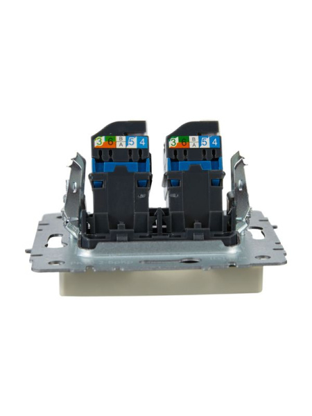 Розетка компьютерная двойн. СП RJ45 кат.6 BRITE РК11-2-БрКр механизм беж. IEK BR-K20-2-K10