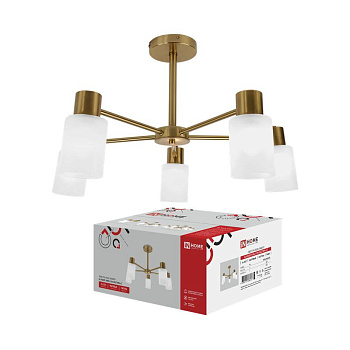 Люстра CLASSIC KINLI-СN-5E27WH-LT 5хE27 IP40 под лампу матов. плафон латунь IN HOME 4690612068572