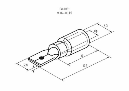 Клемма плоская изол. (штекер) (VM 2-110(8)) REXANT 08-0331