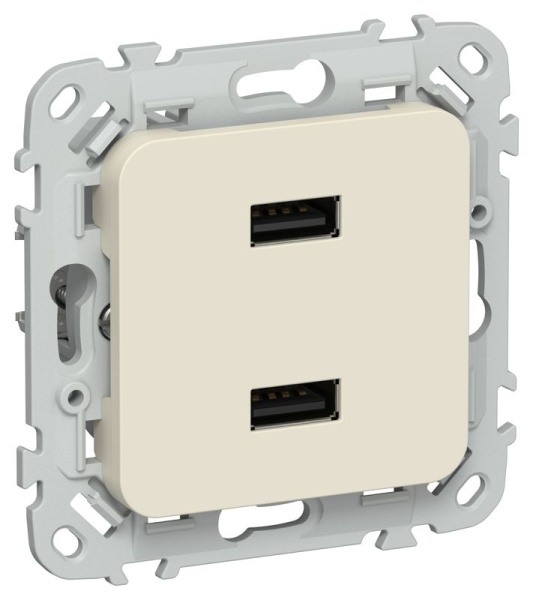 Розетка USB A+A 2вых. СП FLITE РЮ-2-ФлСл 2.1А механизм сливочный IEK FI-U21-D31-K86
