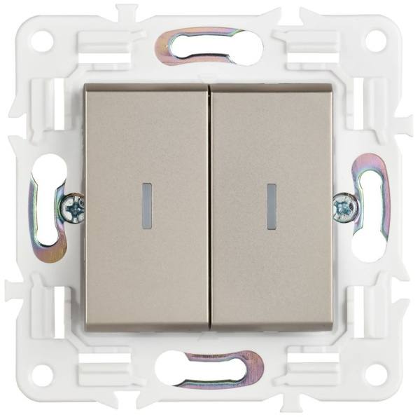 Выключатель 2-кл. SKANDY 10А SK-V09Sh с индикацией шампань IEK SK-V20-1-10-K37