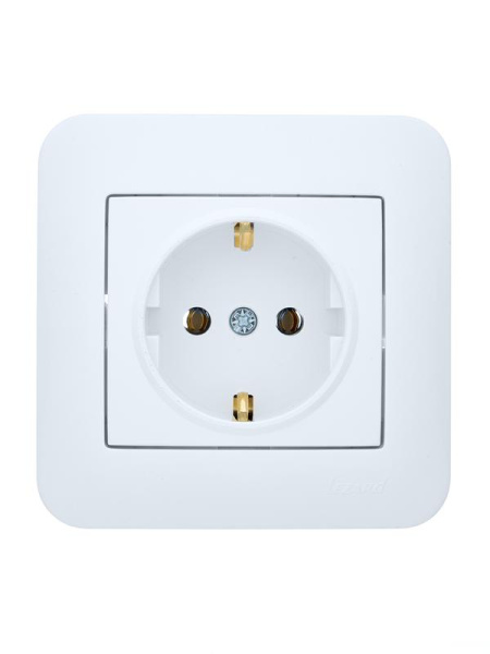 Розетка 1-м СП ASTI 16А IP20 с заземл. термопласт в сборе бел. LEZARD 7081-0202-122B