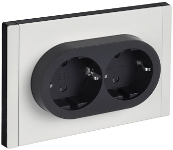 Розетка 2-м СП FORTE&PIANO FP224M 16А IP20 с заземл. без защ. шторок безвинтовое крепление бел. IEK FP-R21-16-1-M-K01