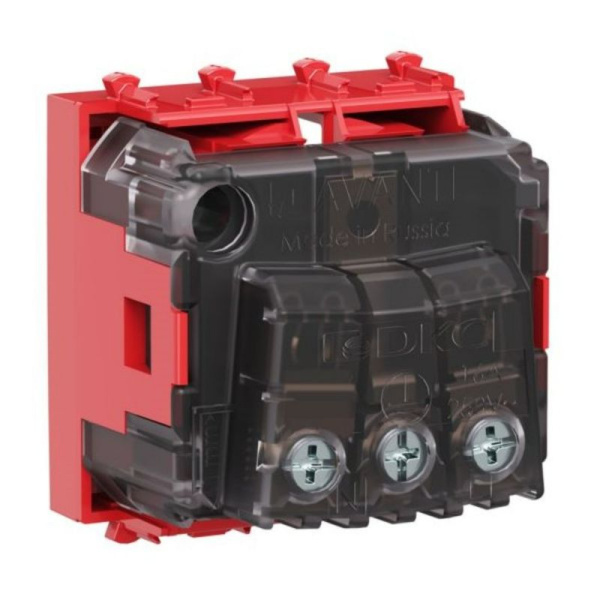 Розетка 1-м 2мод. Avanti "Красный квадрат" 16А IP20 2P+E защ. шторки красн. DKC 4401002