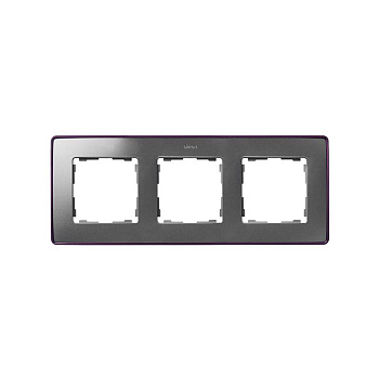Рамка 3-м Simon82 Detail холодный алюм.; основание фиол. Simon 8201630-254