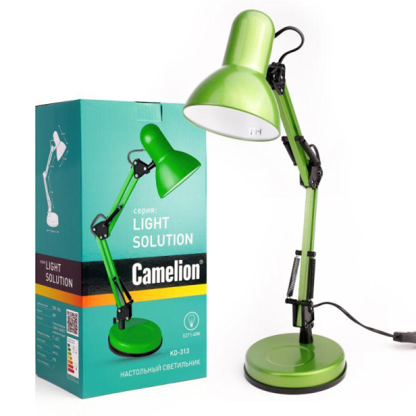 Светильник настольный KD-313 C05 40Вт E27 230В зел. Camelion 13642