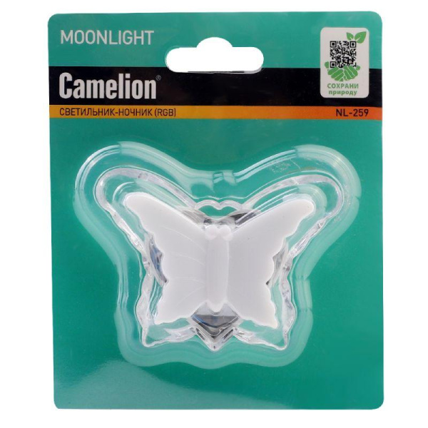 Светильник светодиодный ночник LED "Бабочка" RGB 220В Camelion NL-259 15377