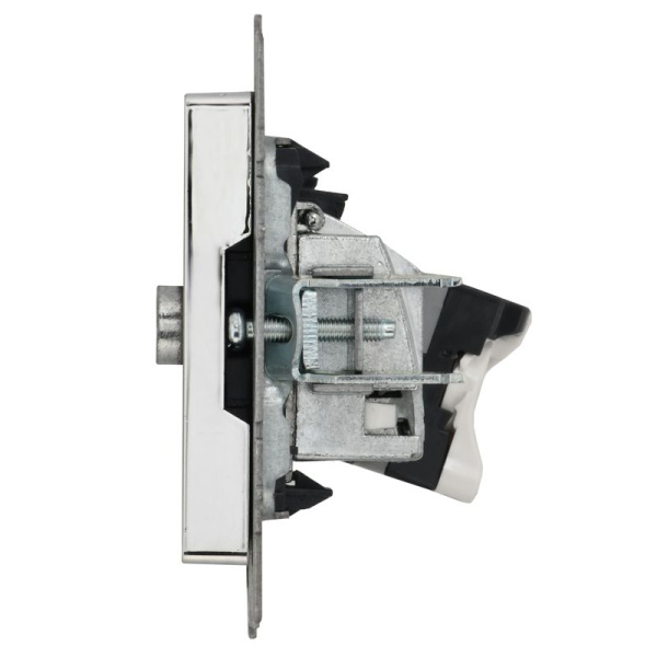 Розетка компьютерная + телевизионная 2-м BRITE РТВ/РК12-БрГН RJ45 кат.5E + TV механизм метал. хром/никель IEK BR-AK20-1-M-K23