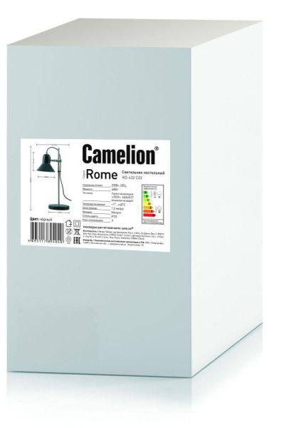 Светильник настольный KD-432 C02 Rome 1х E27 40Вт 230В черн. Camelion 14551