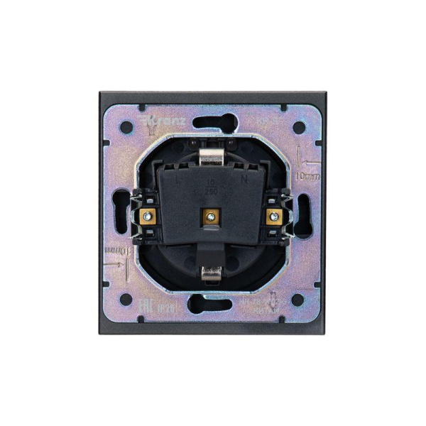 Розетка 1-м СП STRONG 16А с заземл. защ. шторки и крышкой графит Kranz KR-78-0702-6