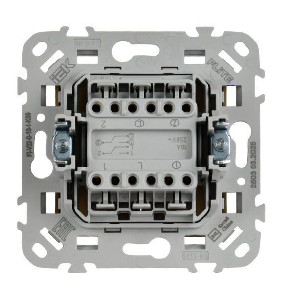 Выключатель проходной 2-кл. СП FLITE ВС62-1-0-ФлХ 10А механизм хаки IEK FI-V22-0-10-1-K59