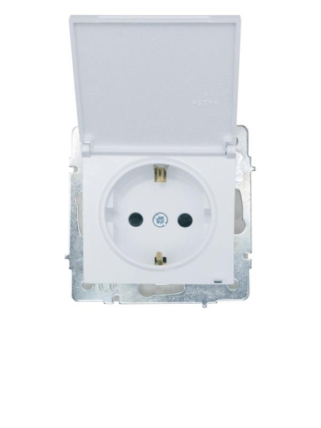 Розетка 1-м СП VESNA 16А IP44 с заземл. с крышкой ПБТ механизм бел. LEZARD 742-0288-123BIPCH