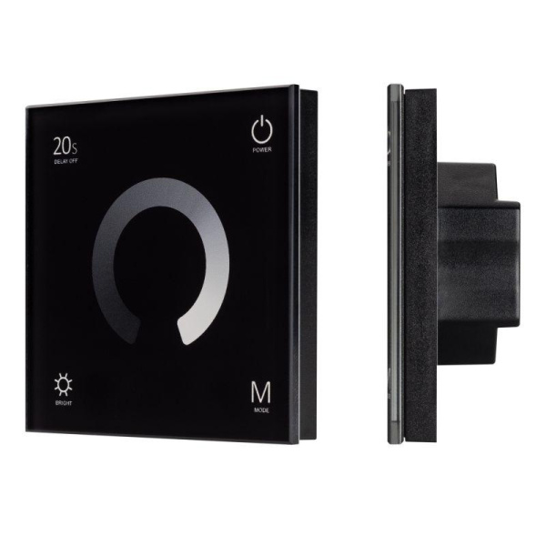 Панель сенсорная SMART-P4-DIM-G-IN 12-24В 4х3А 2.4G IP20 пластик черн. Arlight 034778